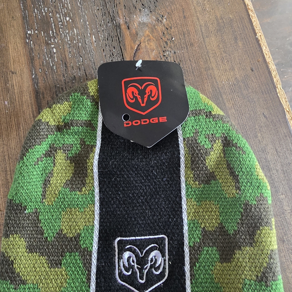 Vintage 2005 Dodge Camo Beanie NWT | Green Black Unisex Retro Hat Unisex